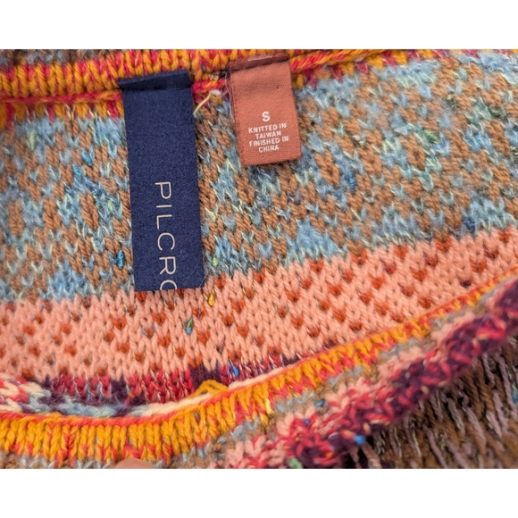 Anthropologie Pilcro Ruffle Multicolor Lalala Sweater Size Small - Picture 11 of 12